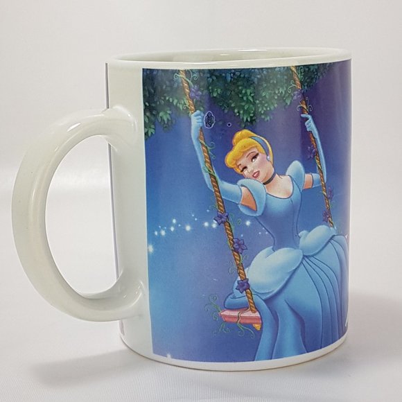 Vintage DISNEY Princess Mug Teacup Cinderella Prince Charming Dancing Swing Blue - Picture 4 of 12